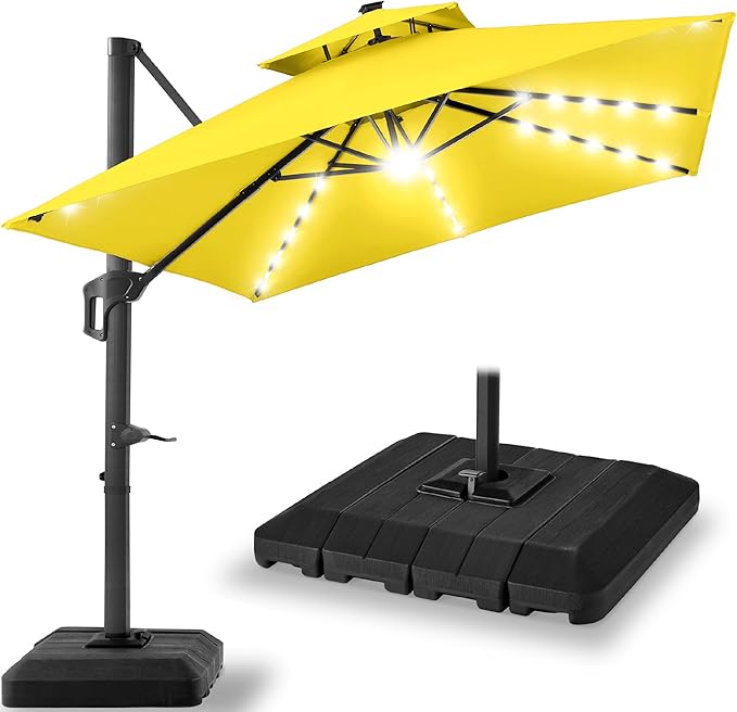 Best Choice Products 9x12ft LED Cantilever Patio Umbrella w/Base Included & by BestChoiceProducts