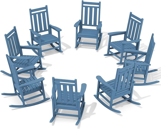 KINGYES Oversized Outdoor Rocking Chair Set of 8, All-Weather Patio Rocking by KINGYES