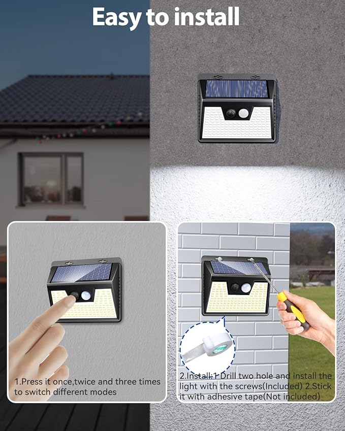 Peasur Solar Lights Outdoor Waterproof, 4 Pack 140LED Motion Sensor Light - Image 8