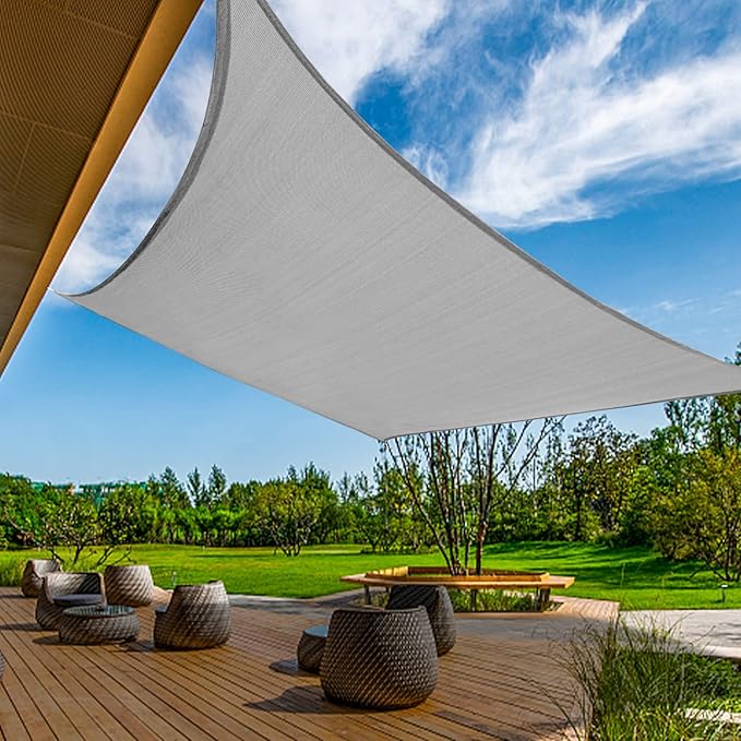 KANAGAWA Sun Shade Sail 12'x16' Gray Rectangle UV Block Canopy Awning Shelter by KANAGAWA