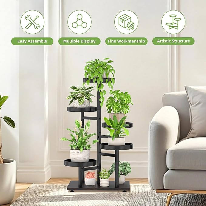 iDavosic.ly 5 Tier Plant Stand Indoor, Tiered Corner Metal Wood Multiple Flower - Image 6