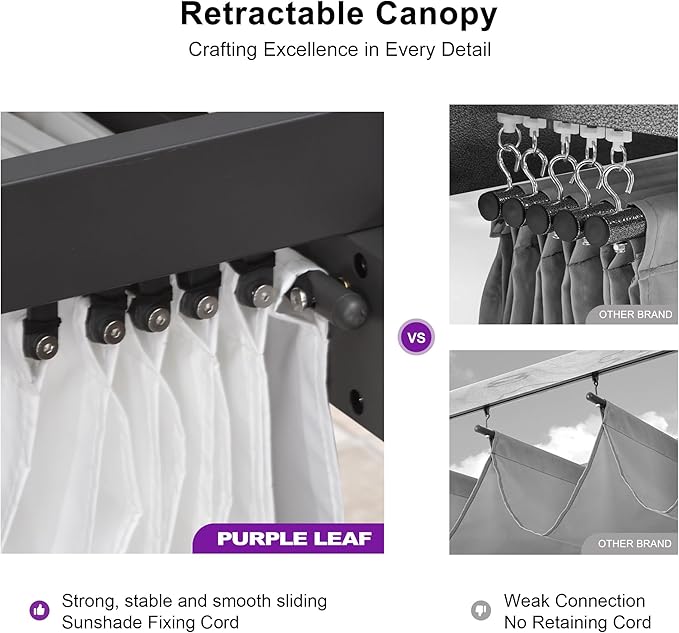PURPLE LEAF 10' x 10' Outdoor Retractable Pergola - Image 3