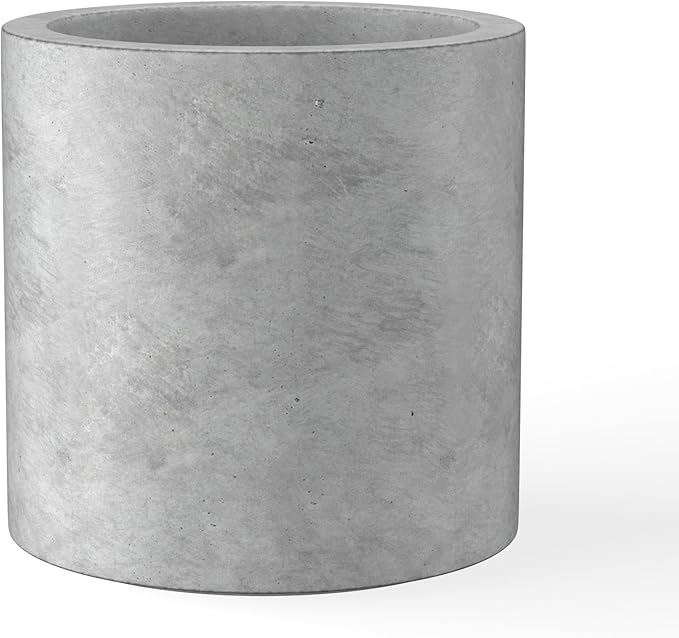 Kante 15.7" Dia Round Concrete Planter, Modern Style Large Cylindrical Plant Pot by Kante