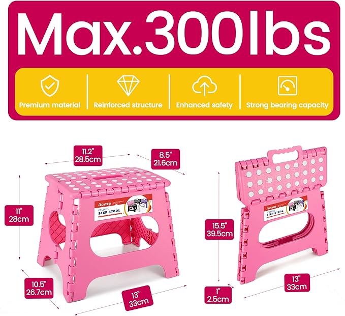 ACSTEP Folding Step Stool for Adults-11 Height Lightweight Plastic Stepping - Image 4