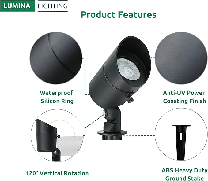Lumina Lighting® 5W Landscape Lighting 12V Landscape Lights Low Voltage - Image 4