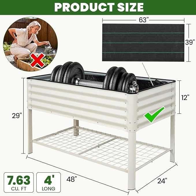 Elevated Raised Garden Bed 2' x 4'- Galvanized Metal Planter Boxes - Image 6