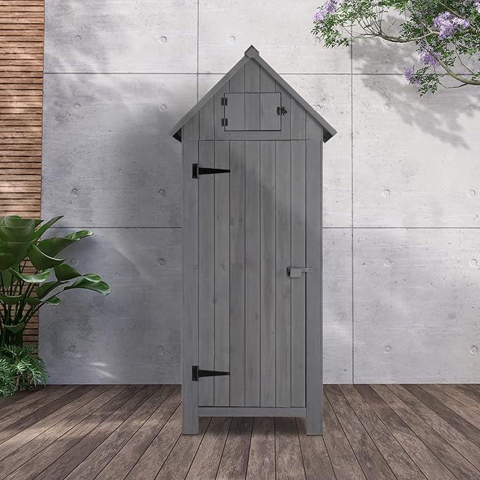 Outvita 70in Outdoor Storage Shed, Waterproof Wooden Garden Storage Cabinet - Image 6
