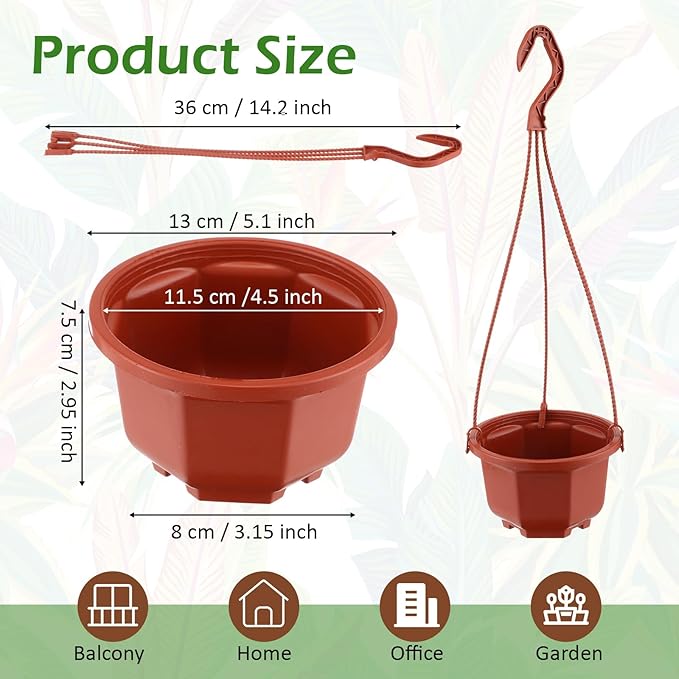 Roshtia 50 Pcs 5.1 inch Plastic Hanging Plant Pots - Image 2