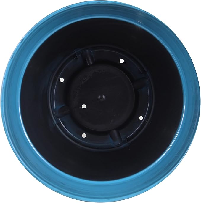 Garden Elements Indoor/Outdoor Glazed Brushed Happy Plastic Planter, Dark Blue - Image 3