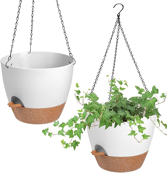 Hanging Planters for Indoor Outdoor Plants, 2 Pack Self Watering Hanging Pot by Vanslogreen