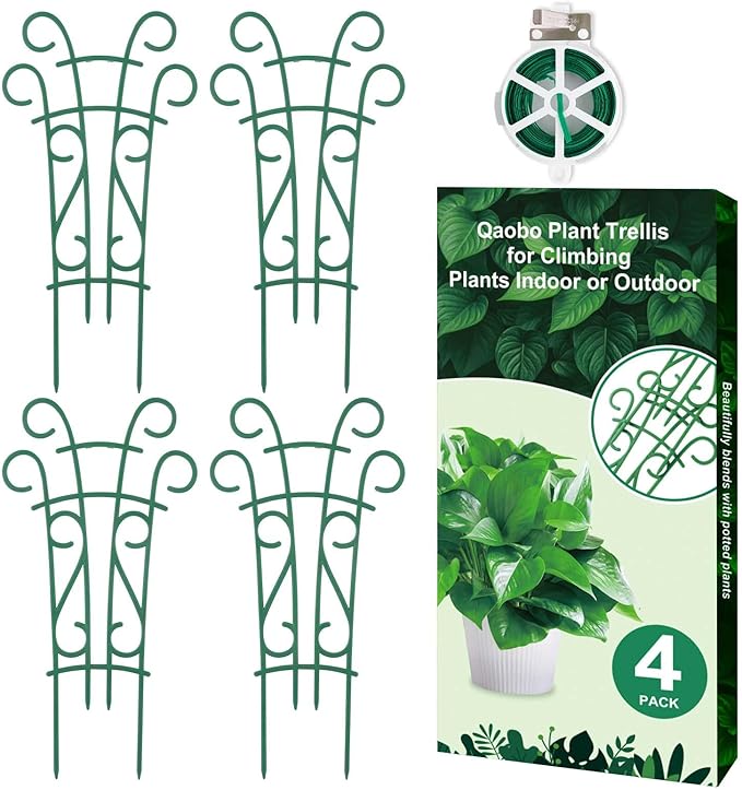 Plant Trellis for Potted Plants 4 Pack Stackable Indoor Outdoor Climbing by Qaobo