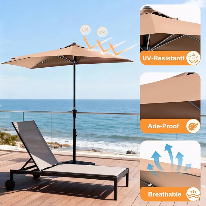 OLIXIS Half 9Ft Umbrella Outdoor Patio, Scalloped Patio Umbrella - Image 5