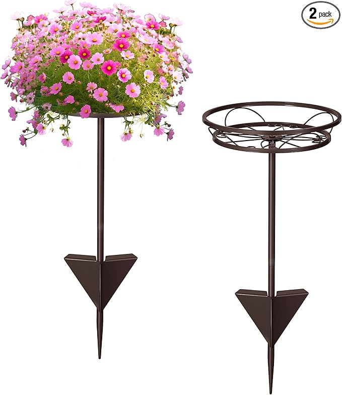 Tellingyou 2 Pack Adjustable Outdoor Flower Pot Stand, Metal Outdoor Plant by Tellingyou