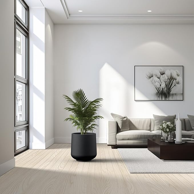Kante 15.3" Dia Round Concrete Planter, Outdoor Indoor Large Plant Pots - Image 3