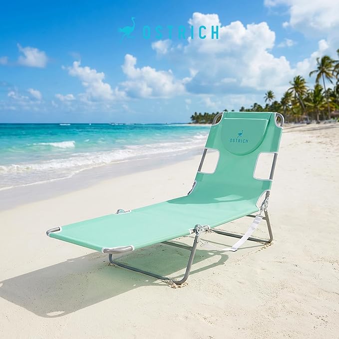 Ostrich 4-Position Outdoor Chaise Lounge w/Face Cushion & Arm Holes, Teal - Image 2