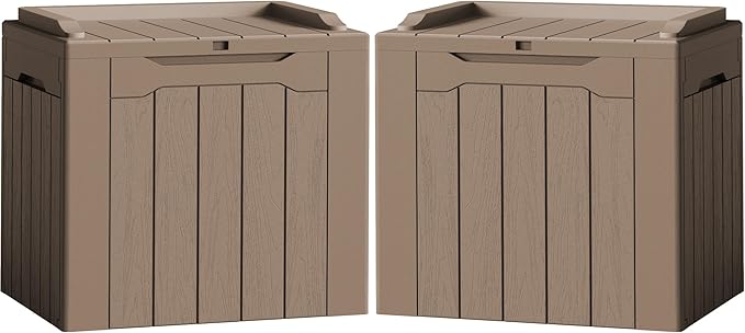 Flamaker 2 Pack Deck Box 31 Gallon Waterproof Resin Storage Box by Flamaker