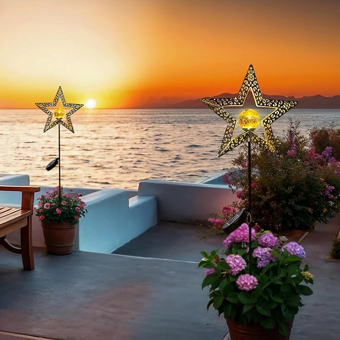 TAKE ME Star Solar Lights Garden Outdoor Decor Waterproof Metal Solar Stakes - Image 3