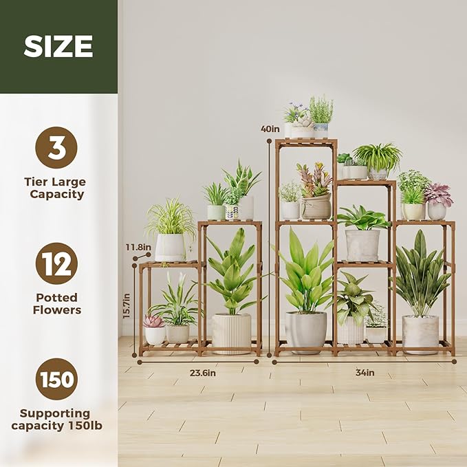 Bamworld 2 Sets Plant Stands Indoor Tall Shelves Outdoor - Image 6