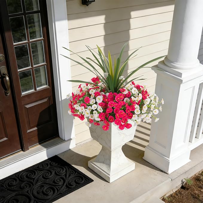 Artificial Flowers for Outdoors Fake Plants Outside, 12 Bundles Silk Morning - Image 7