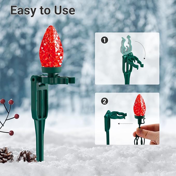 SURAIELEC 50 PCS Christmas Light Stakes, 9.5" Tall Stakes - Image 5