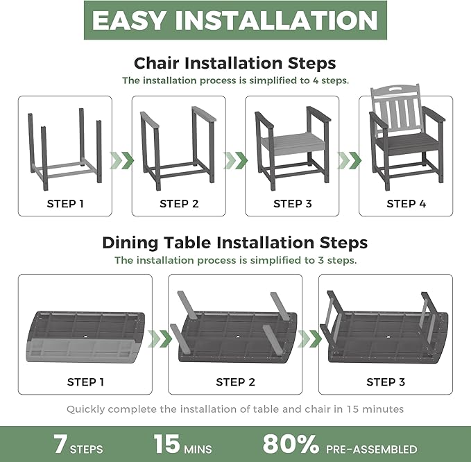 HDPE Outdoor Patio Dining Set - Image 9