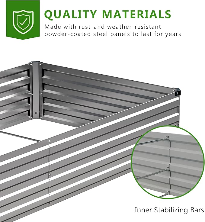 2PCS 6x3x1ft Galvanized Raised Garden Bed Kit, Galvanized Planter Raised Garden - Image 5
