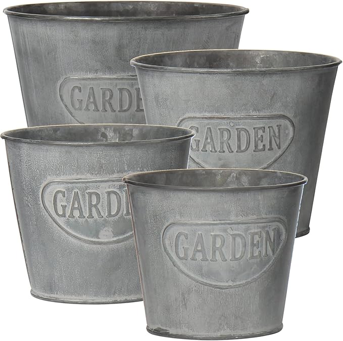 Briful 4 Size Galvanized Buckets Farmhouse Metal Bucket Dark Gray Galvanized by Briful