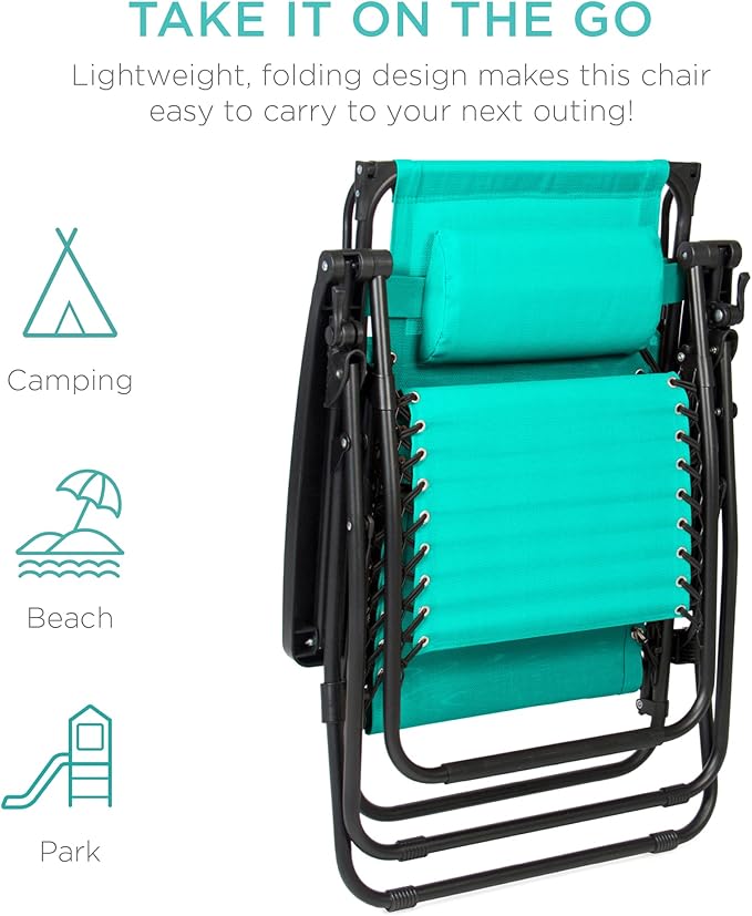 Best Choice Products Folding Zero Gravity Outdoor Recliner Patio Lounge Chair - Image 8