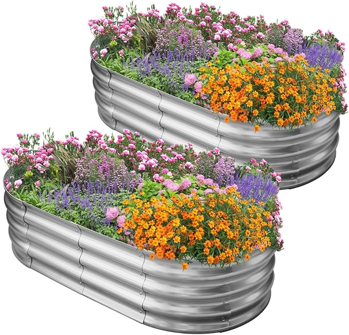 Galvanized Raised Garden Bed for Outdoor: 4X2X1ft Durable Metal Vegetable Plant by Unknown