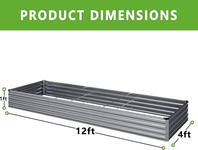 2PCS 12x4x1FT Galvanized Raised Garden Bed Kit, Vegetable Boxes-Rectangle Metal - Image 2