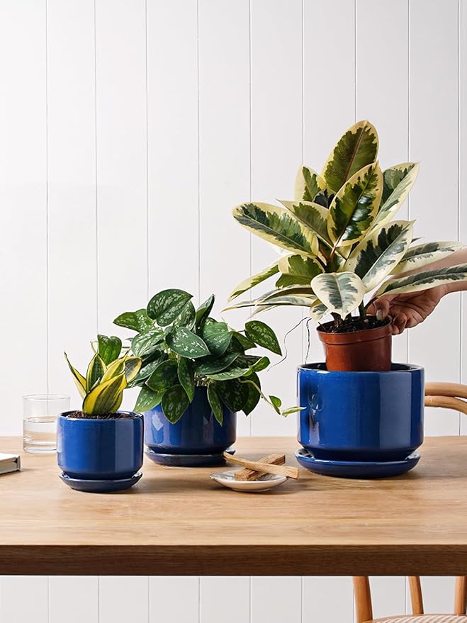 LE TAUCI Ceramic Plant Pots, 4.3+5.3+6.8 inch, Planters - Image 4