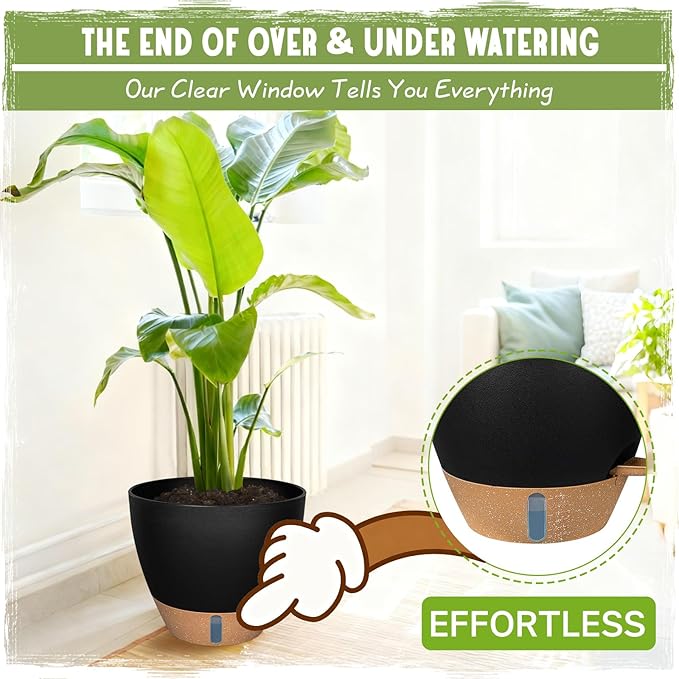 Self-Watering Pots for Indoor Plants 4 Pack, 6/8/10/12 Inch Outdoor Planters - Image 4