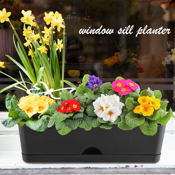 6 Pack Rectangle Planter 16x4.4 Inch Window Boxes Planters Rectangular Large - Image 6