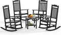 5 Piece Outdoor Rocking Bistro Set, Rocking Chairs Outdoor Furniture, Resin by GYMHILL