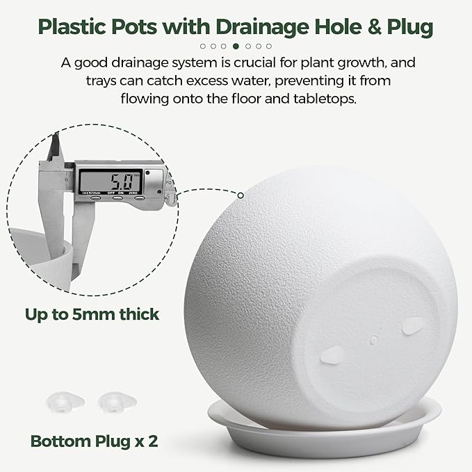 T4U 8 Inch Plant Pots, Plastic Planters - Image 3