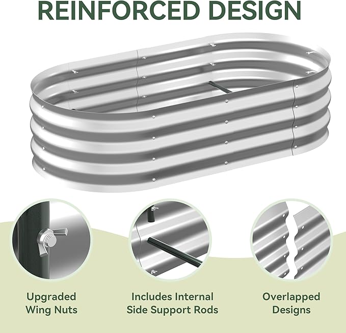 Raised Garden Bed with Sprinkler Timer and Self-Watering System, Galvanized - Image 7
