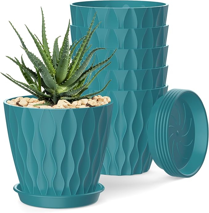 4 Inch Plant Pots, 6 Pack Indoor Flower Pots, Planters by SQKH