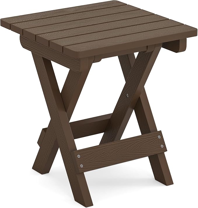 LUE BONA Small Outdoor Folding Side Table, HDPS Outside End Table - Image 7