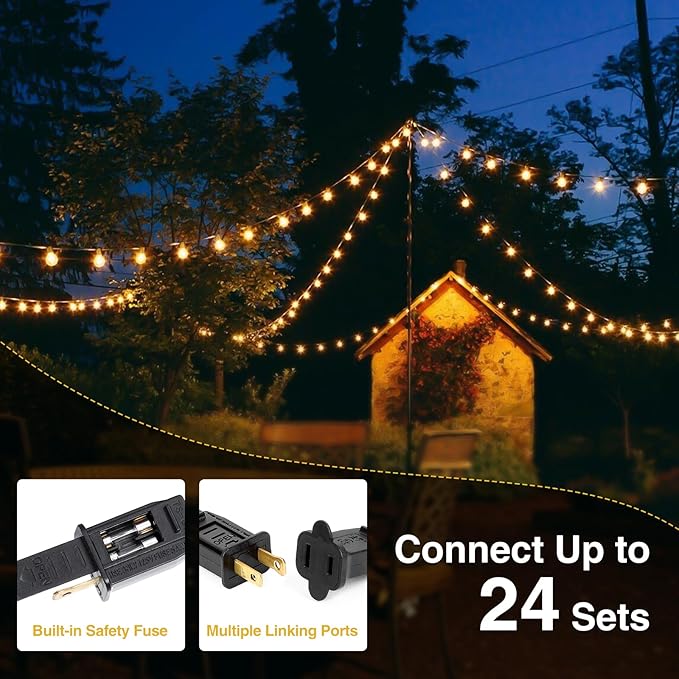 ZJOJO 60FT Outdoor String Lights, G40 Globe Outdoor Lights - Image 5