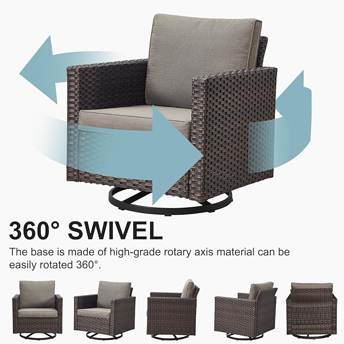 Belord 6 Piece Outdoor Furniture Patio Wicker Sofa Set, Oversize Outdoor Swivel - Image 5