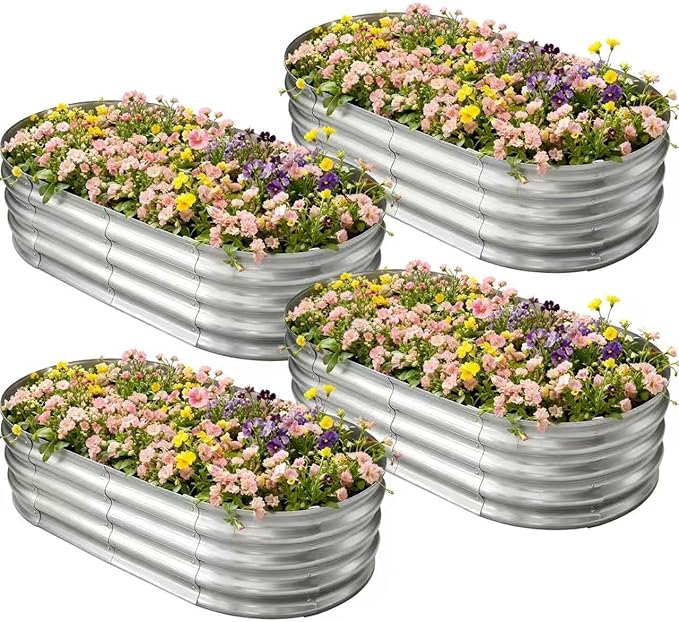 Galvanized Raised Garden Bed for Outdoor: 4X2X1ft Durable Metal Vegetable Plant by Unknown