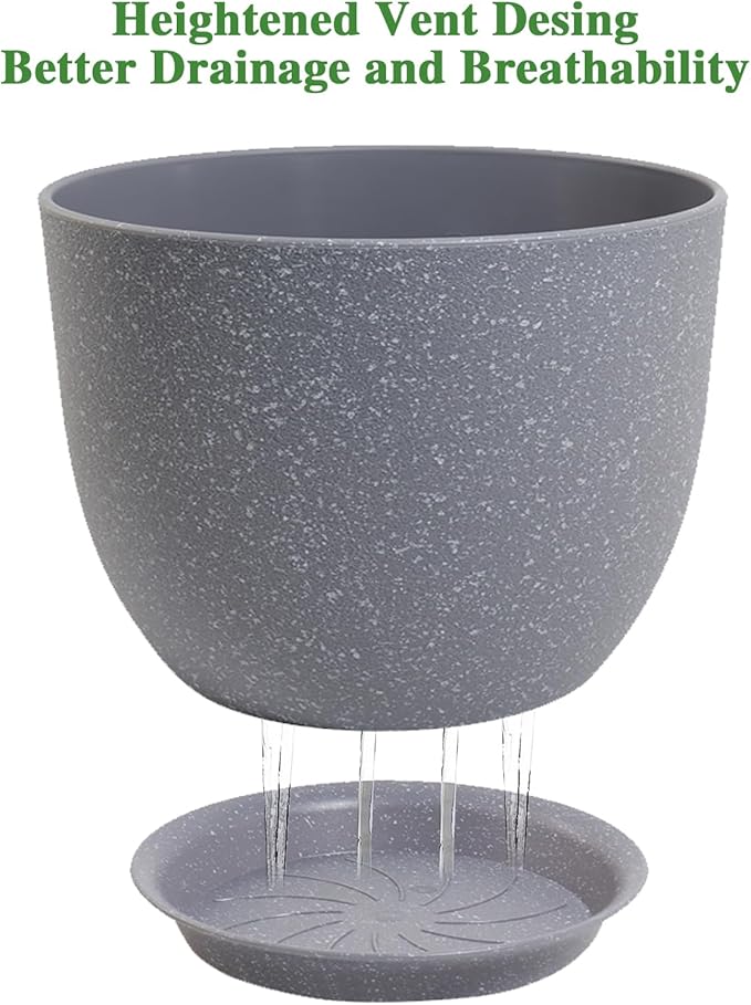 12inch Large Plant Pot, Modern Plastic Planter - Image 3