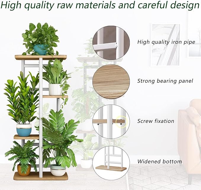 LINZINAR Plant Stand Indoor 4 Tier 5 Potted Multiple Plant Shelf Stands - Image 5