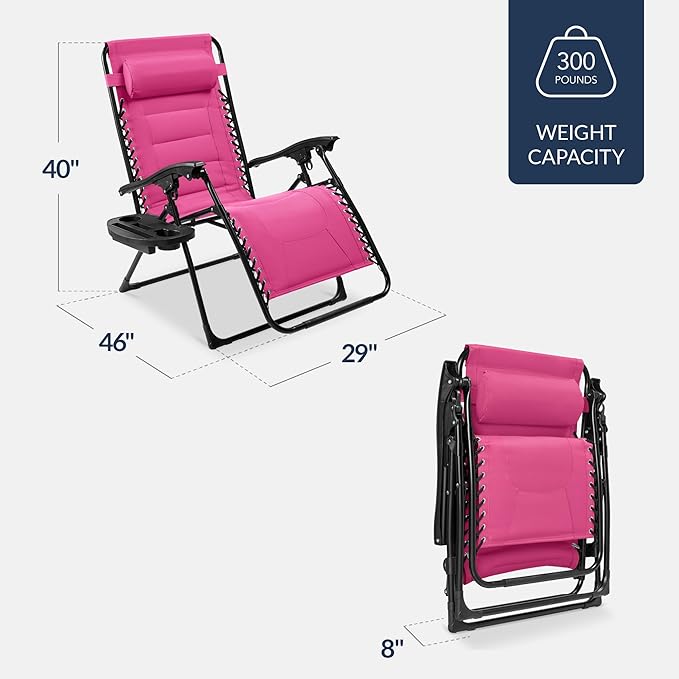 Best Choice Products Oversized Padded Zero Gravity Chair, Folding Outdoor Patio - Image 2