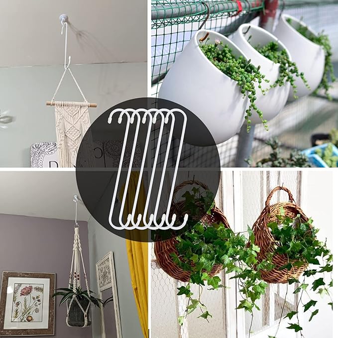 6 Pack 12 inch Extra Large S Hooks White Heavy Duty Plant Hanging Hooks Long S - Image 6