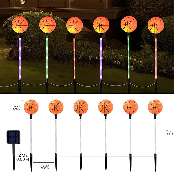 Solar Lights Outdoor, Basketball Theme LED Stake Light - Image 2