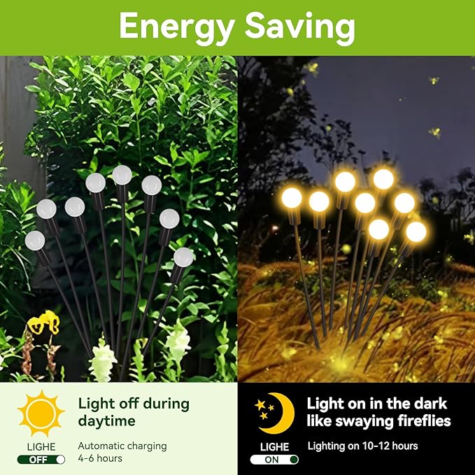Solar Garden Lights Outdoor Waterproof, 2 Pack 16 LED Swaying Light Firefly - Image 3