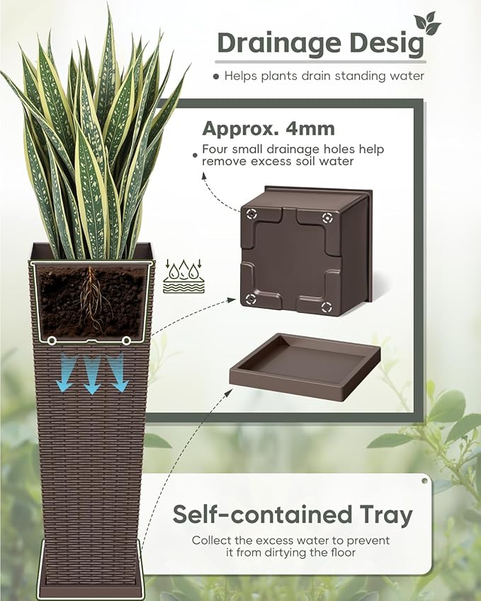 Greesum Set of 2 Tall Plastic Planters - Image 4