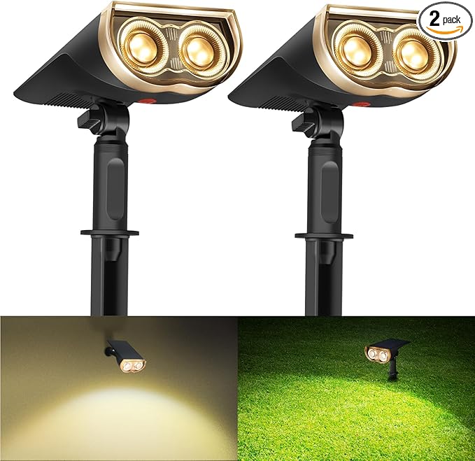 Consciot Solar Spotlights Outdoor, IP67 Waterproof 2-in-1 Solar Spot Lights by Consciot