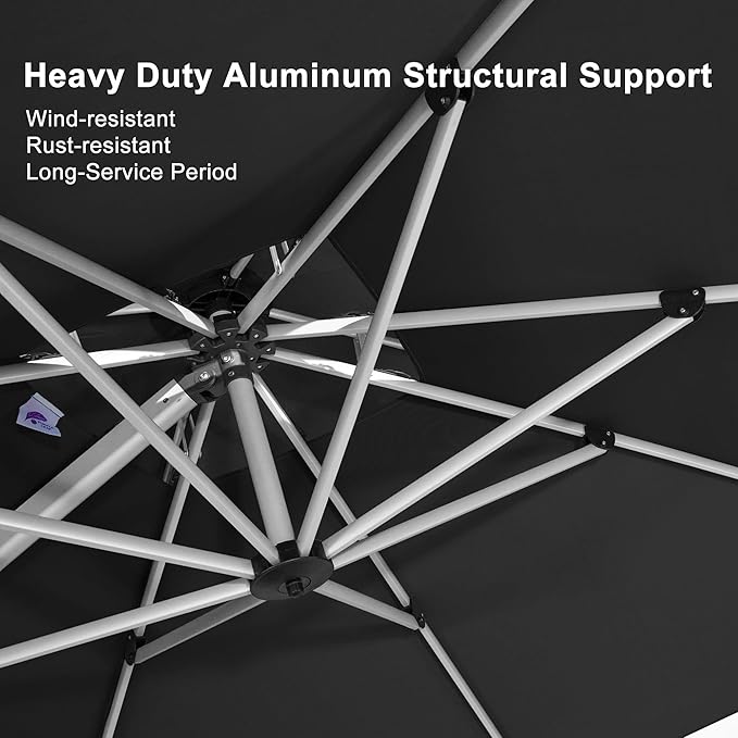 PURPLE LEAF 10ft Patio Umbrella Outdoor Square Umbrella Large Cantilever - Image 3